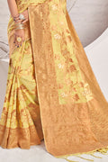 Lemon Yellow Cotton Saree