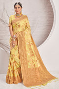 Lemon Yellow Cotton Saree