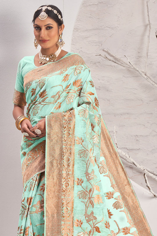 Powder Green Cotton Saree