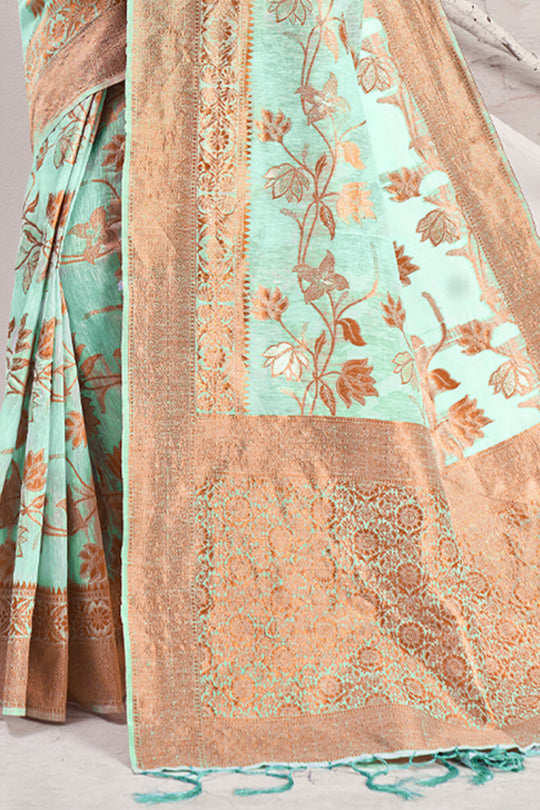 Powder Green Cotton Saree