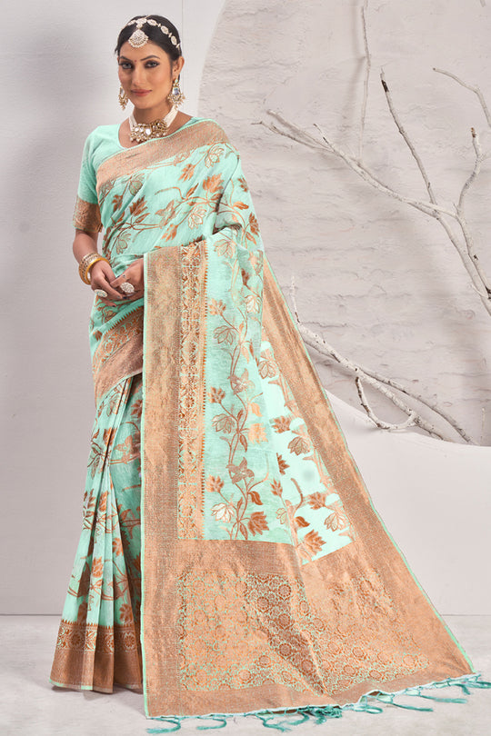 Powder Green Cotton Saree