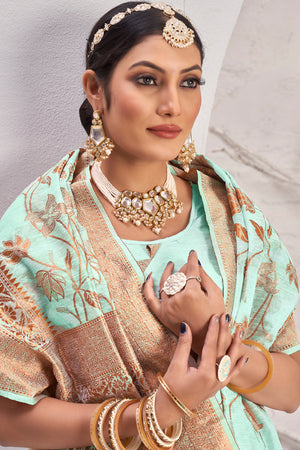 Powder Green Cotton Saree