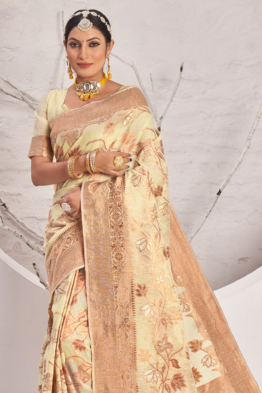 Buttermilk Beige Cotton Saree