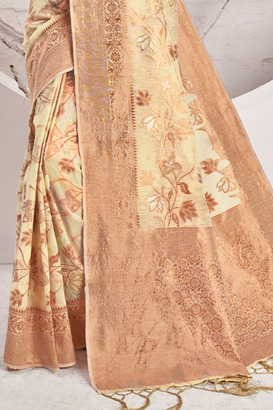 Buttermilk Beige Cotton Saree