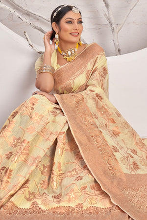 Buttermilk Beige Cotton Saree