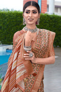 Cider Brown Digital Print Saree