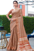 Cider Brown Digital Print Saree