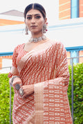 Taffy Orange Digital Print Saree