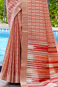 Taffy Orange Digital Print Saree