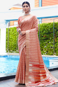 Taffy Orange Digital Print Saree