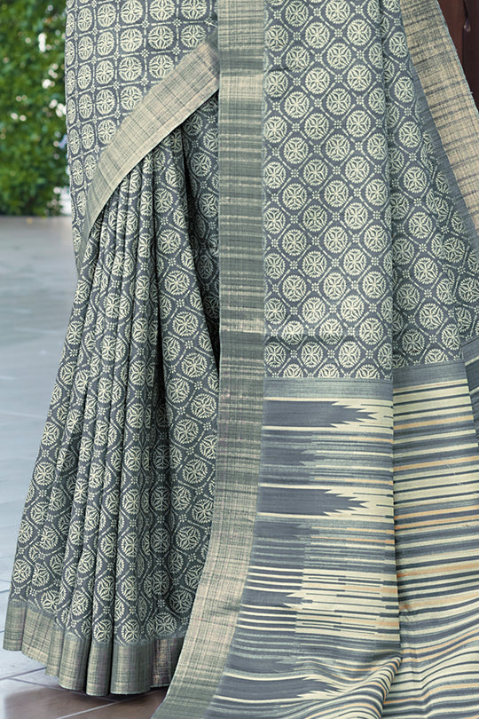 Sage Green Digital Print Saree