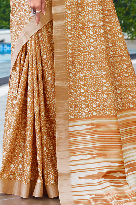 Honey Orange Digital Print Saree