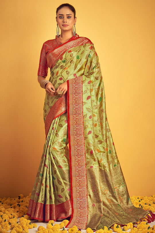 Fern Green Banarasi Saree
