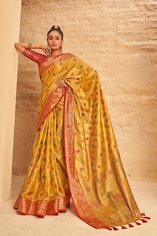 Honey Yellow Banarasi Saree