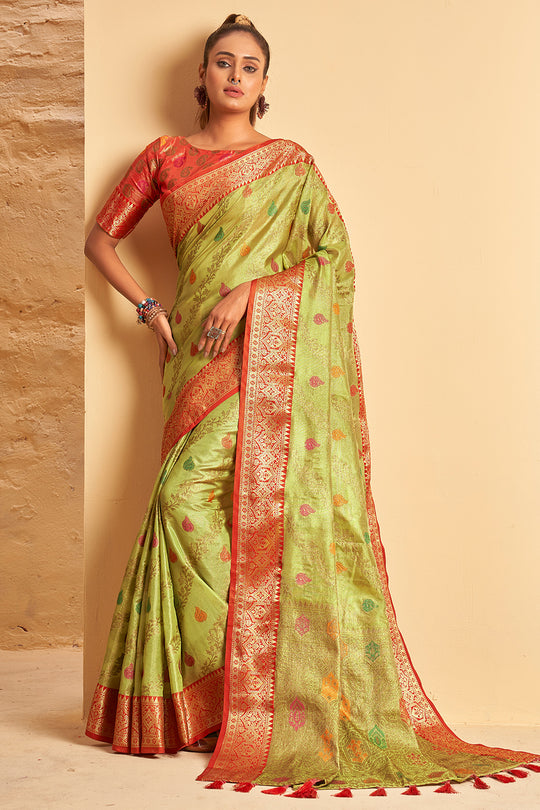 Fern Green Banarasi Saree