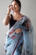 Blue Organza Saree