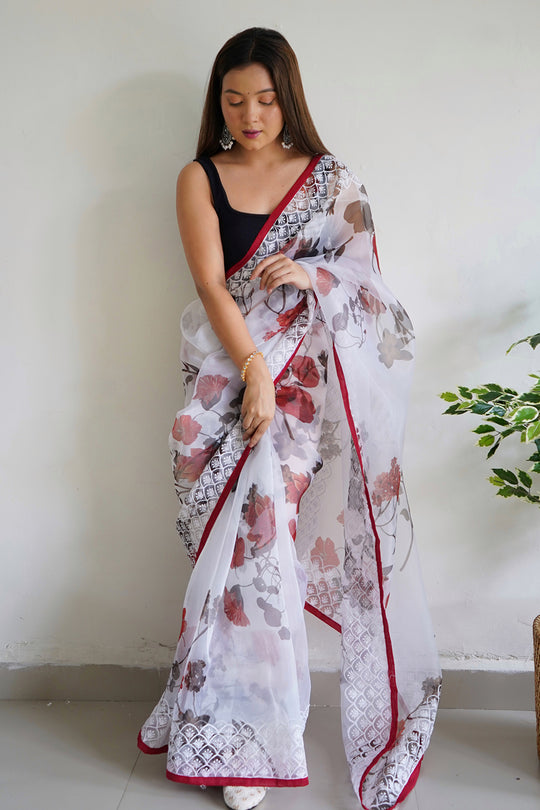 Floral Organza Saree