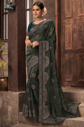 Olive Green Organza Saree