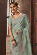 Sea Green Organza Saree