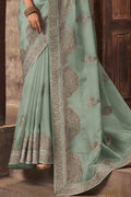Sea Green Organza Saree