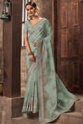 Sea Green Organza Saree
