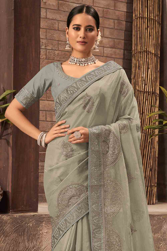 Mint Green Organza Saree