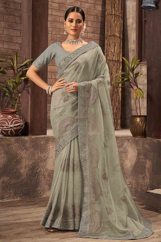 Mint Green Organza Saree