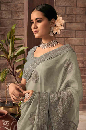 Mint Green Organza Saree