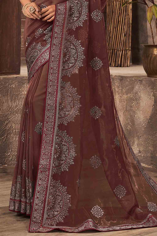 Light Brown Organza Saree