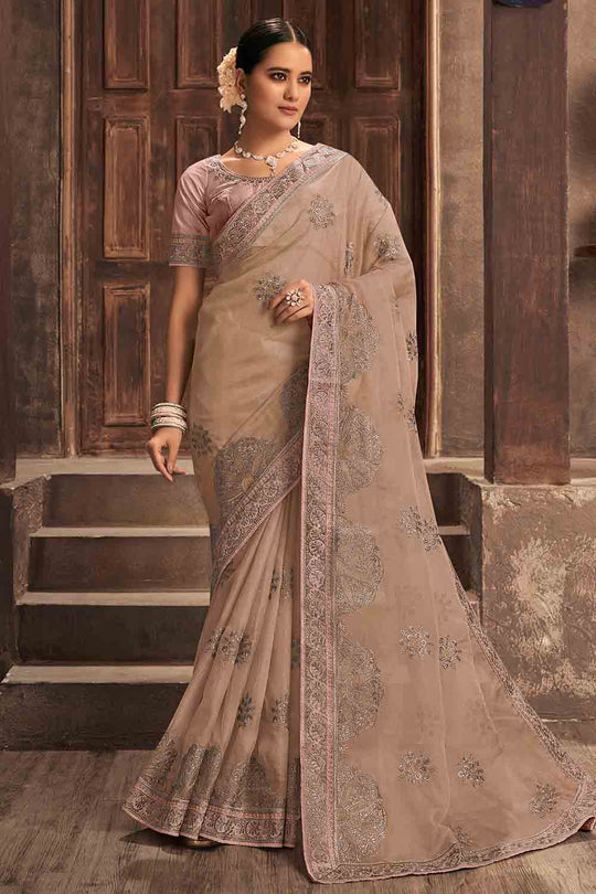 Sand Beige Organza Saree