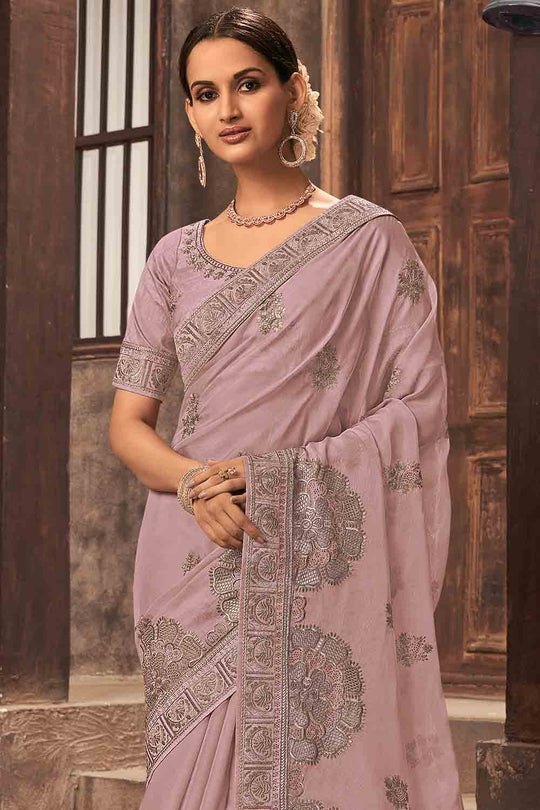 Baby Pink Organza Saree