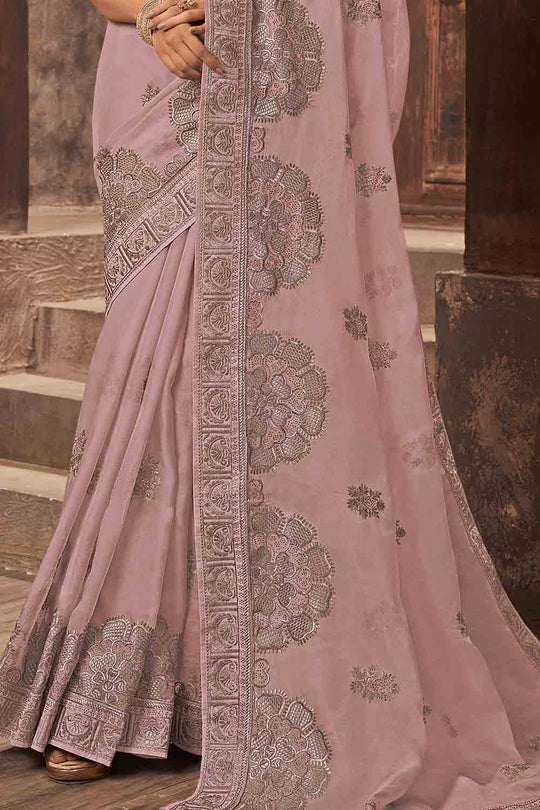 Baby Pink Organza Saree