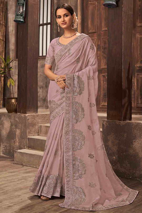 Baby Pink Organza Saree
