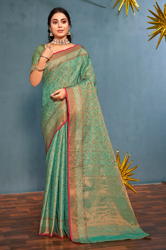 Seafoam Green Banarasi Saree