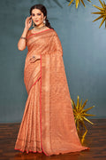 Cantaloupe Peach Banarasi Saree