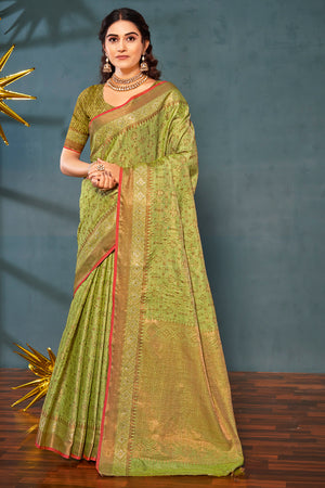Fern Green Banarasi Saree