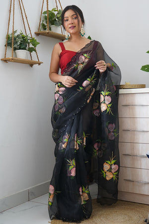 Raven Black Organza Saree