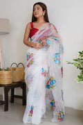 white organza saree