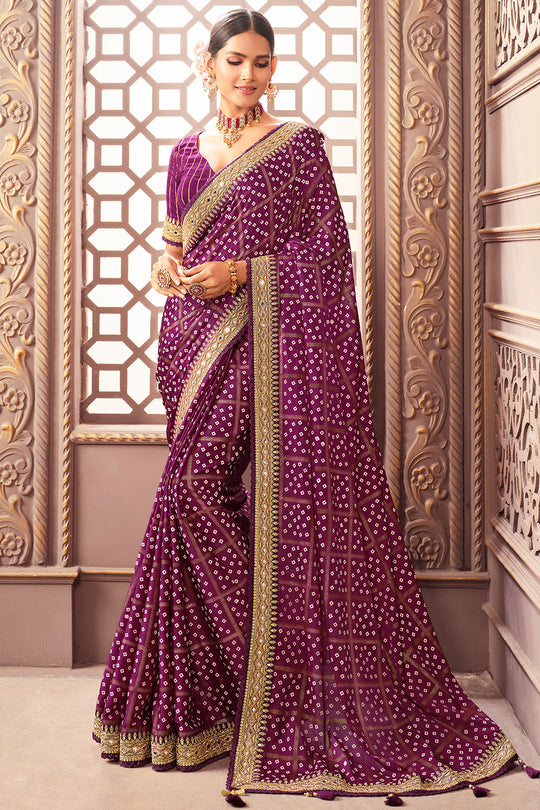 purple south silk saree