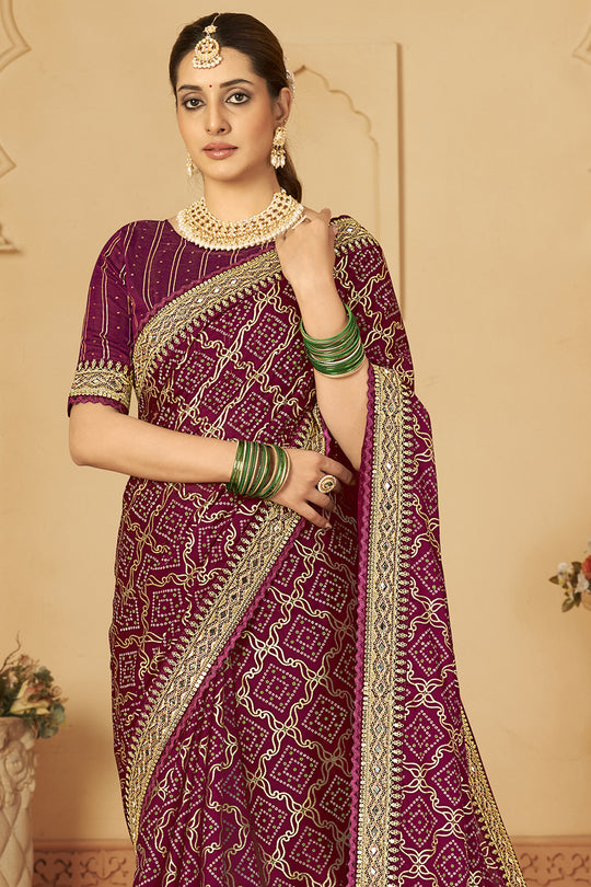 Dark Wine Silk Saree