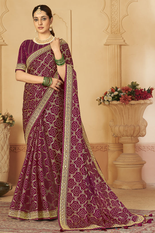 Dark Wine Silk Saree
