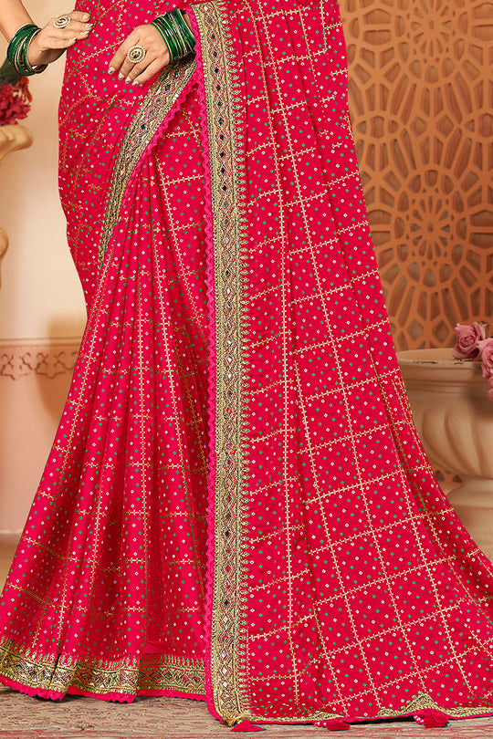 Hot Pink Silk Saree