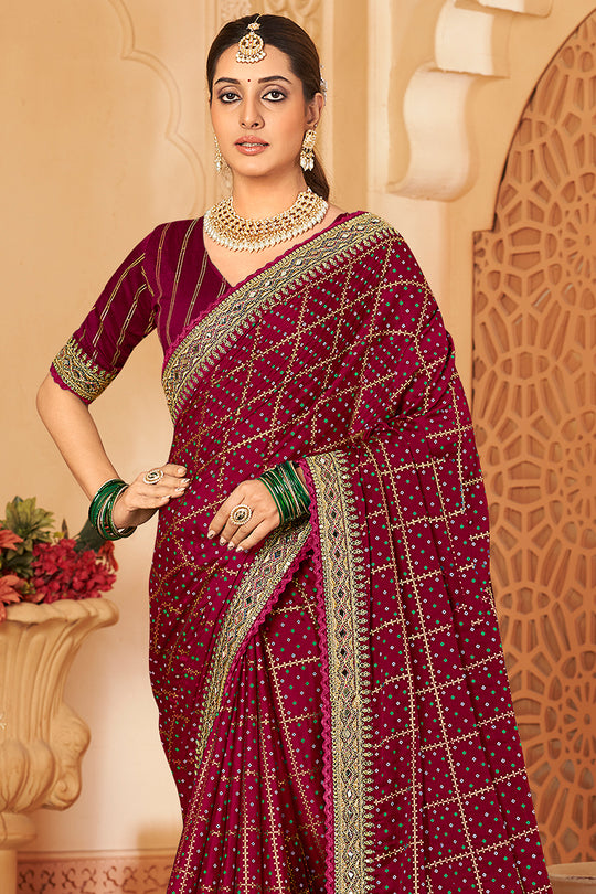 Dark Maroon Silk Saree