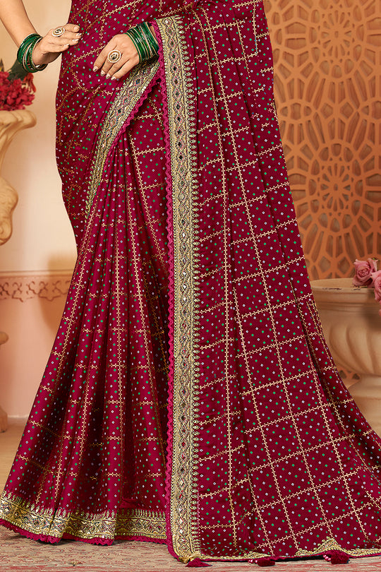 Dark Maroon Silk Saree