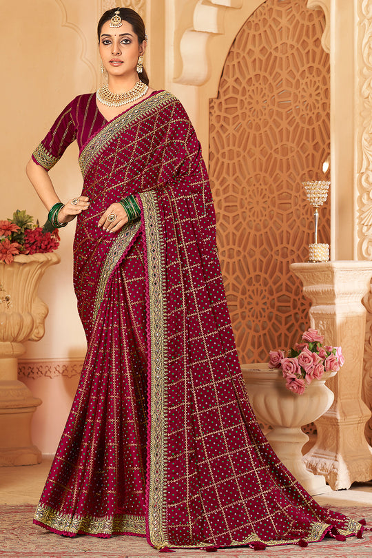 Dark Maroon Silk Saree