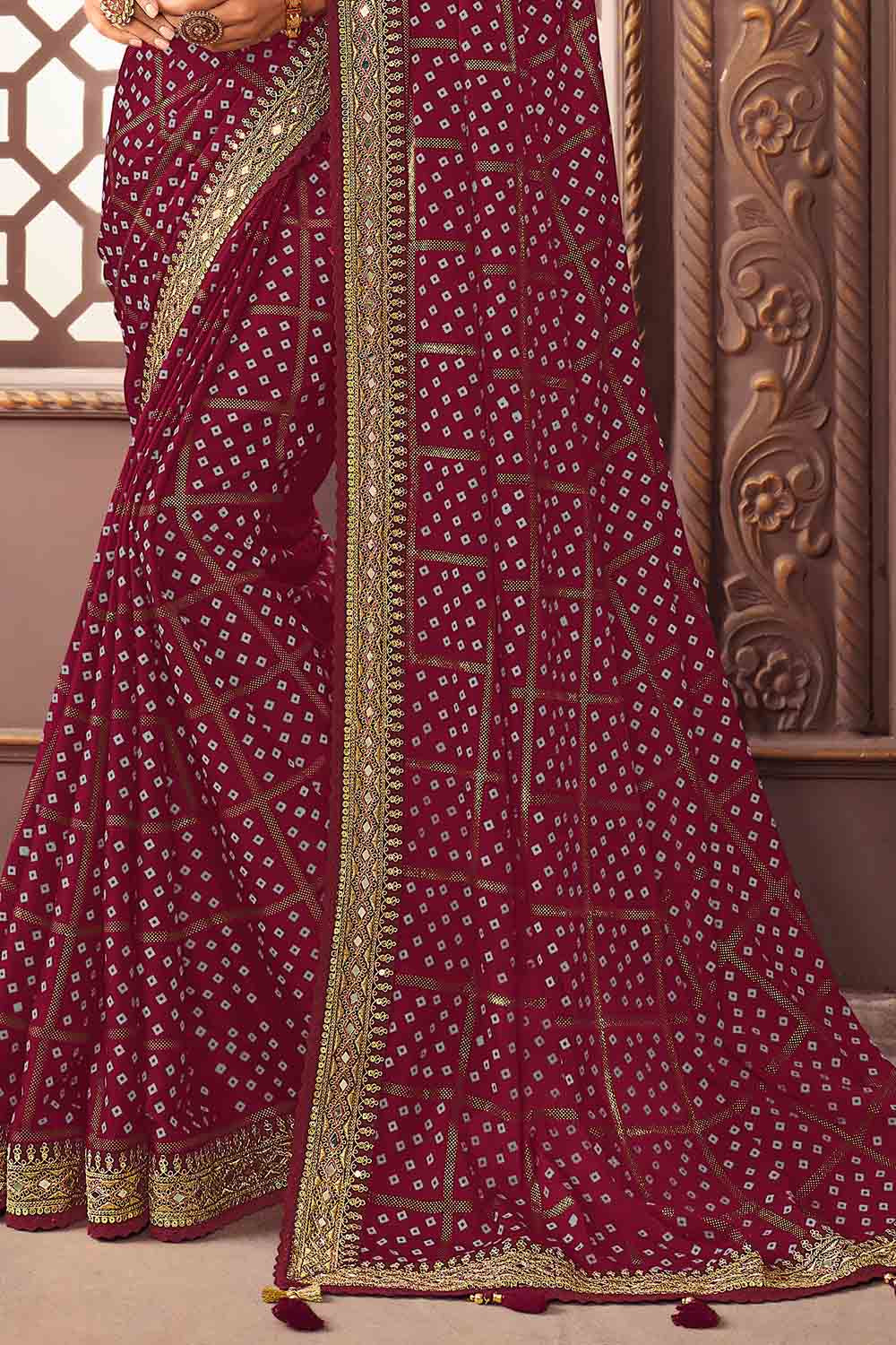 Brick Red Silk Saree