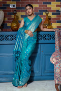 Firozi Blue Banarasi Saree