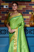 Mehandi Green Raw Silk Saree