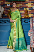 Mehandi Green Raw Silk Saree