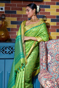 Mehandi Green Raw Silk Saree